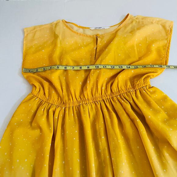 Eshakti Polka Dot Ombré Dolman Sleeve Dress Size M Medium Yellow Cream - Picture 4 of 7